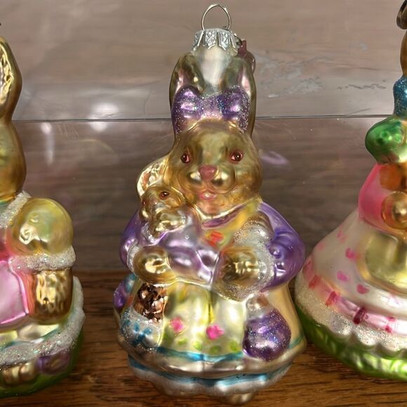 Department 56 set 4 Colorful Easter Glass Bunny Ornaments EUC - Picture 4 of 9